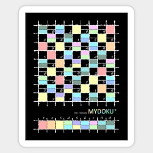 Mydoku_W004_H001_002_F: Sudoku, Sudoku coloring, logic, logic puzzle, holiday puzzle, fun, away from screen Magnet